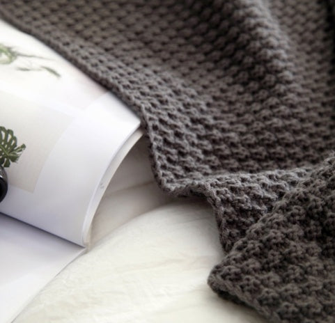 Nordic fringed knit blanket